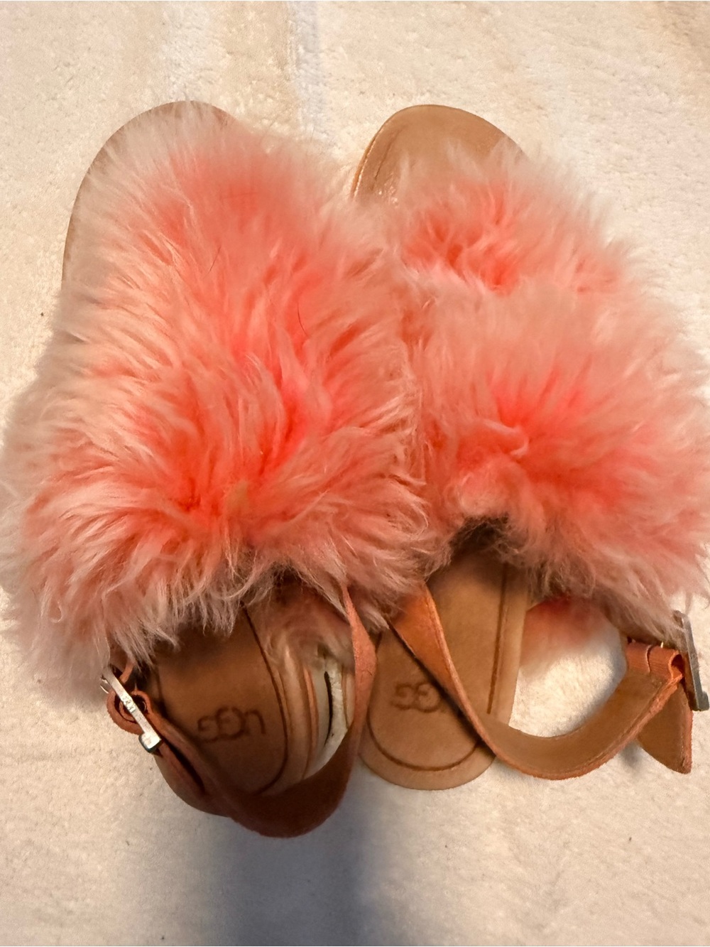 UGG Coral Pink Shearling Slide Sandals